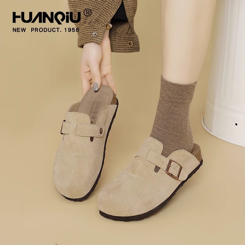 Universal Birkenstock Shoes for Women 2025 New Spring and Autum Outer Wear Thick-Soled Lazy One-Leg Birkenstock Toe-Cap Half Slippers Winter