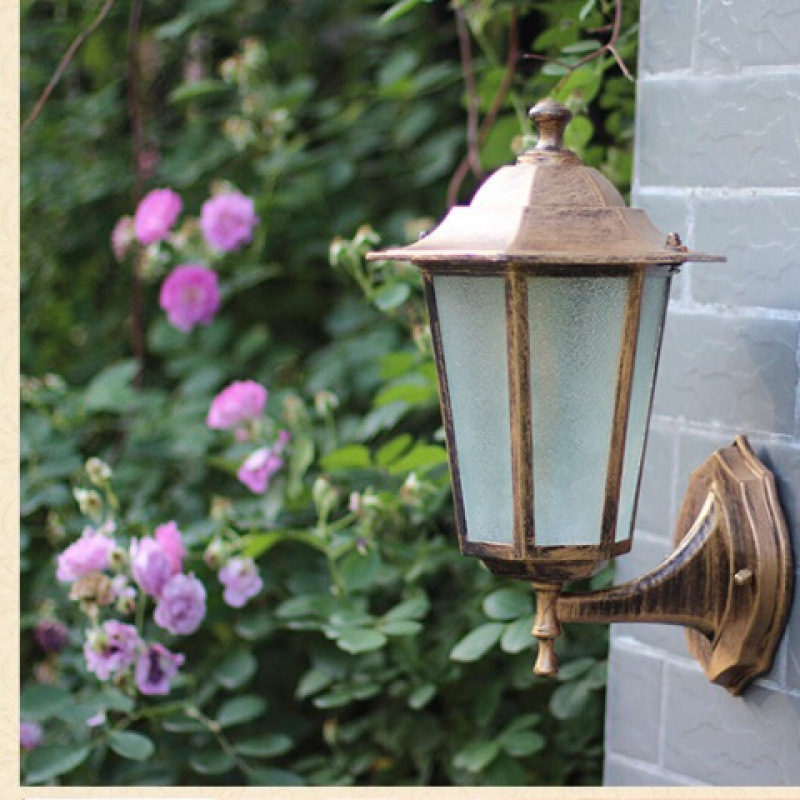 Picture of Small hexagonal wall light, outdoor lamp, outdoor wall lighting, European style retro balcony, waterproof, antique, bronze black
