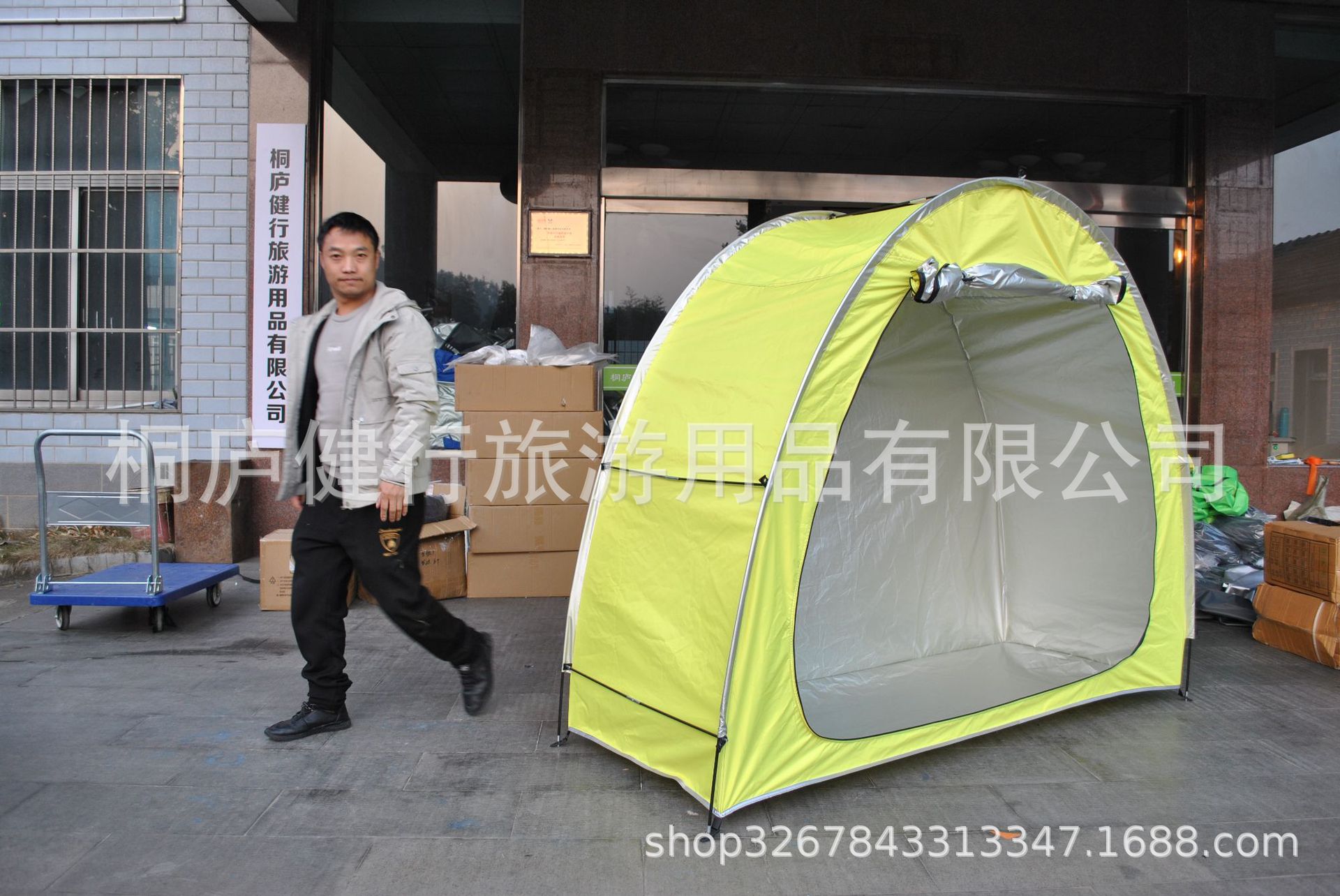 Picture of 50 foreign trade export printed logo, outdoor cycling tent, storage room tent single car shed tent