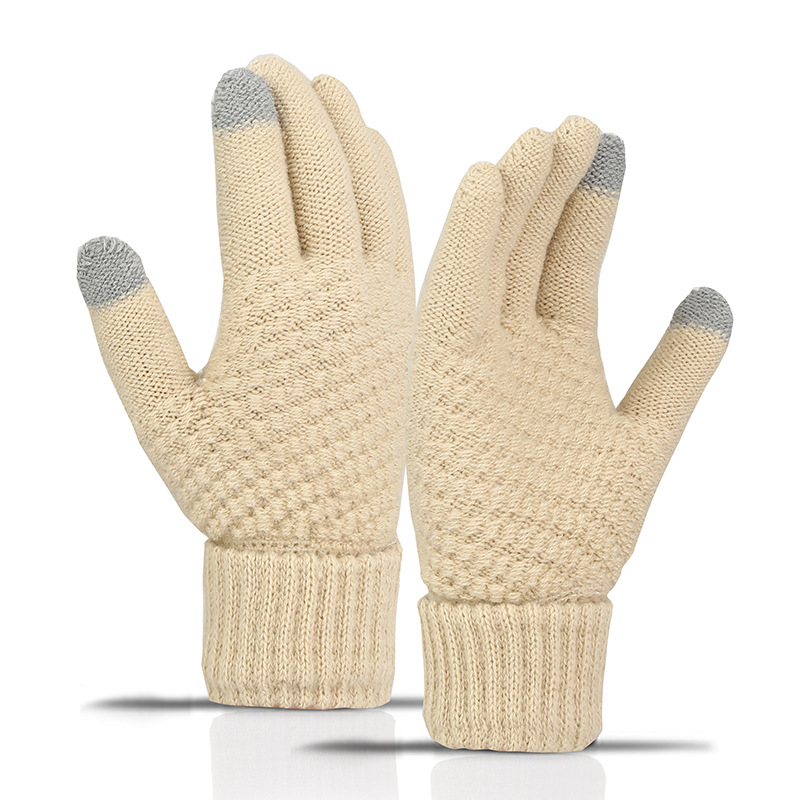 Picture of New Style Gloves Cute Student Winter Velvet Windproof and Coldproof Cycling Knitted Touch Screen Warm Gloves for Women in Autumn and Winter