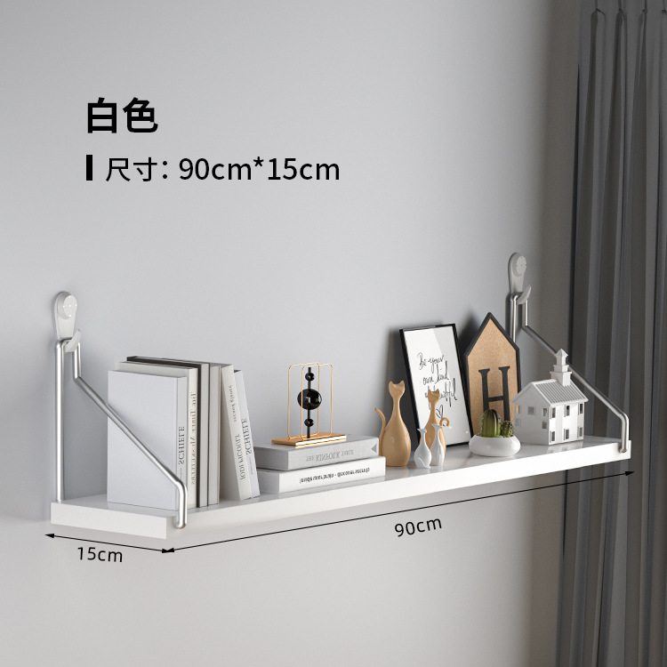Picture of No-Drill Wall-Mounted Wrought Iron Living Room Entrance Wall Decoration Bedroom Wall Bookshelf Single Shelf Wall Storage Rack