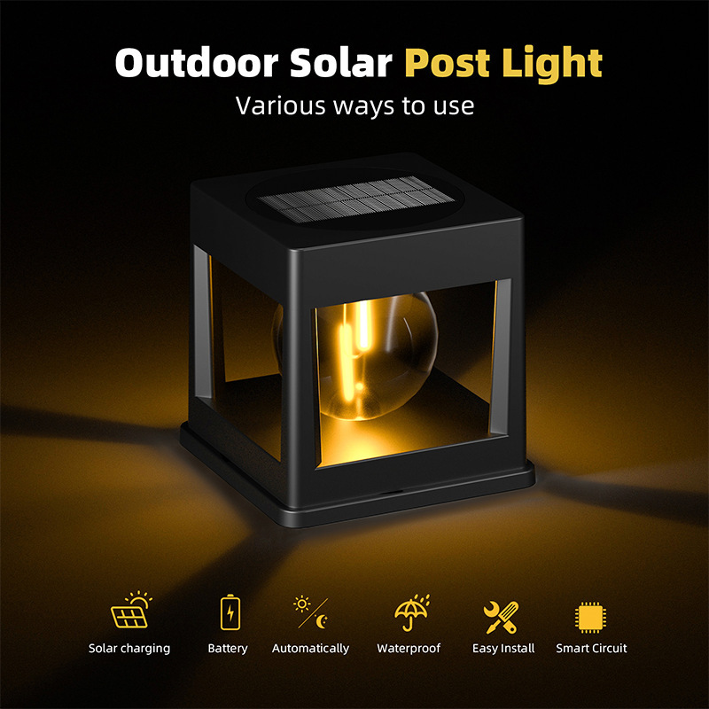 Hp-2314 Solar European-Style Column Head Light Outdoor Courtyard Light Fence Gate Pillar Garden Column Intelligent Sensor