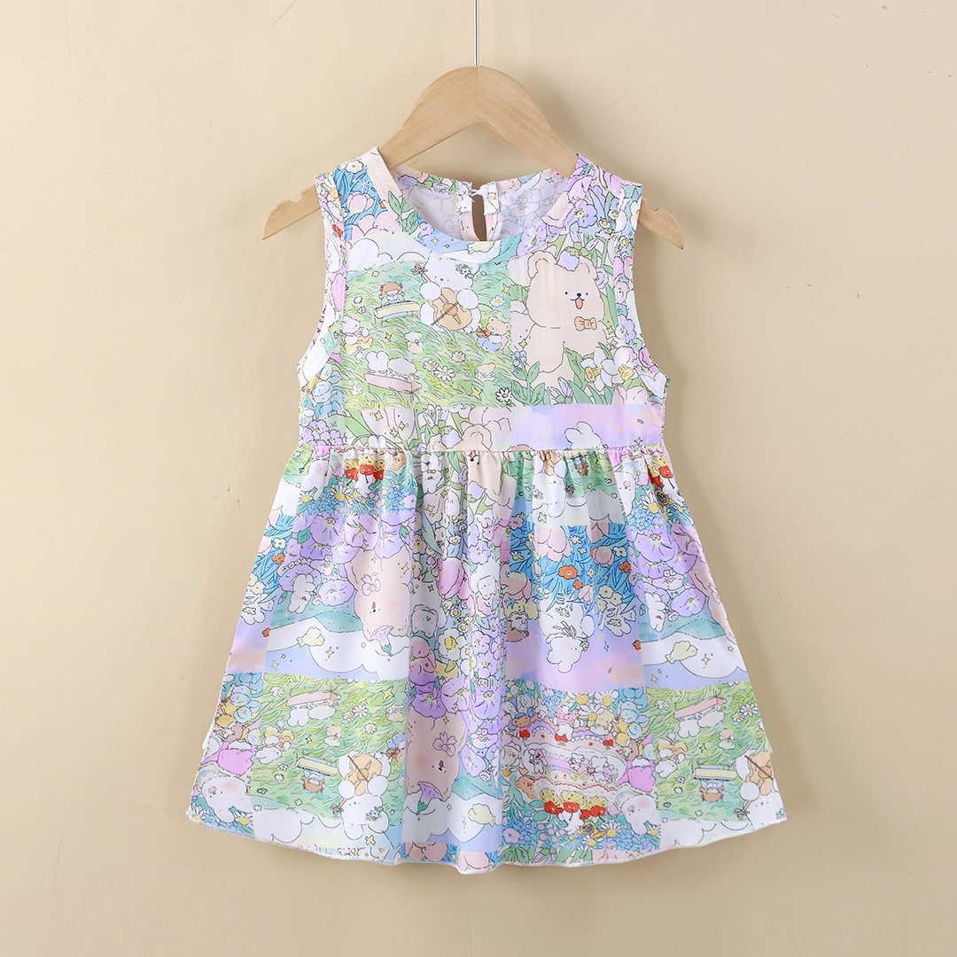 Picture of Girls' Dress Cotton Silk Summer New Style Medium and Large Children's Princess Dress Vest Dress Korean Style Girls' Dress Children's Clothing Wholesale