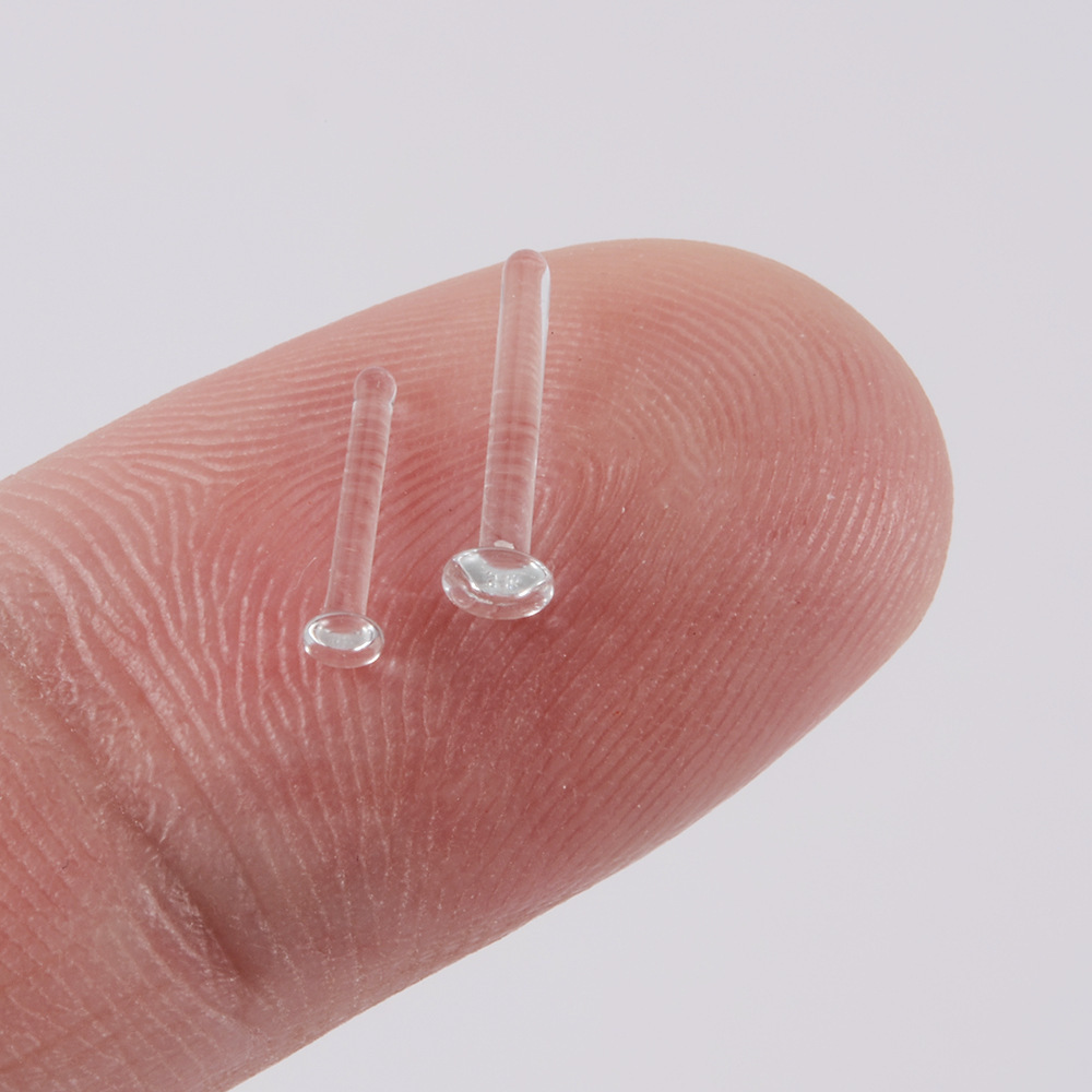 Picture of Cross-border new transparent color glass nose nail C- shaped nose ring personality L-shaped 5-shaped curved rod invisible nose ring puncture nose ornaments
