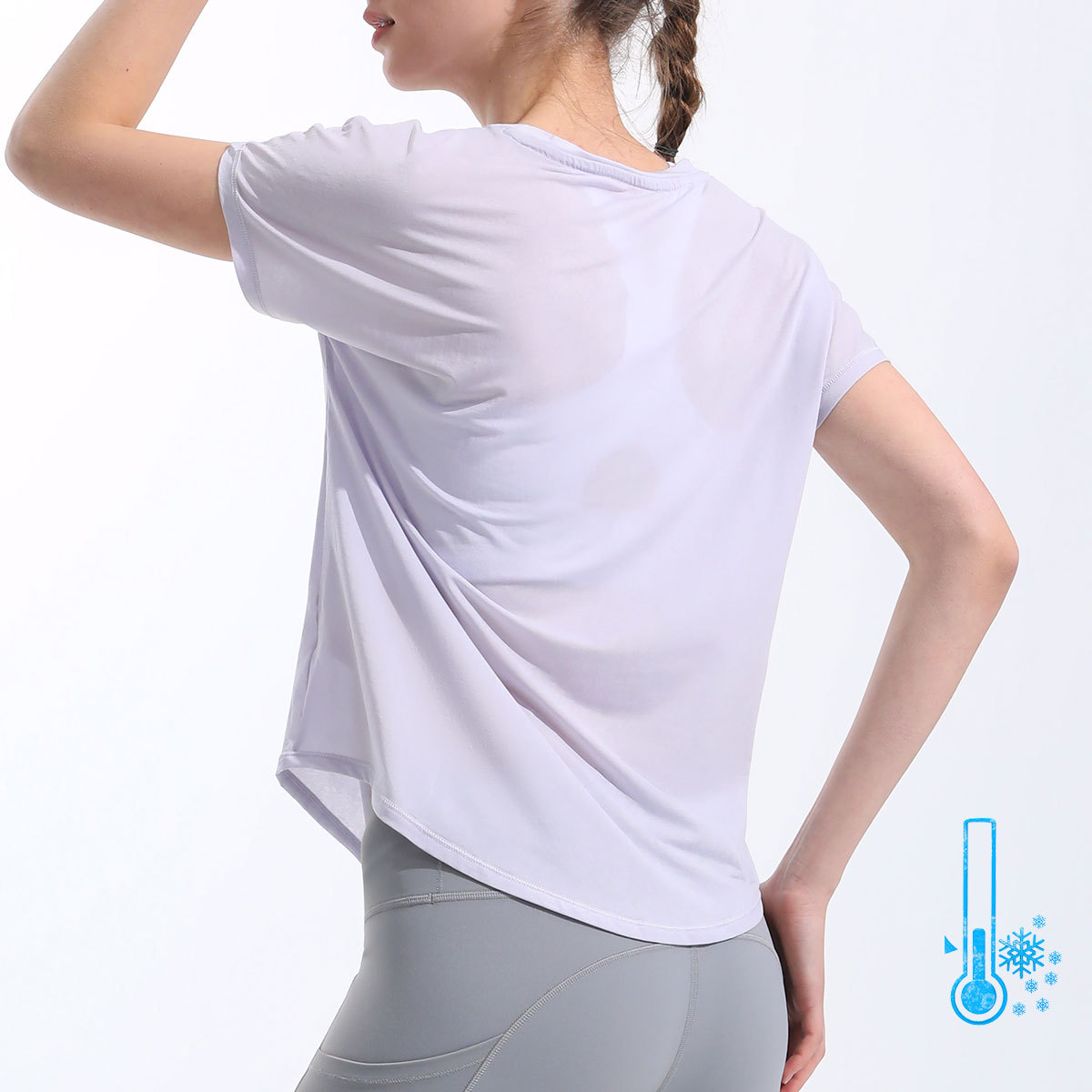 Picture of RUNA PULSE Sports Short-sleeved Women's Loose Quick-drying Fitness Clothes Cool T-shirt Top Split Yoga Clothes Blouse