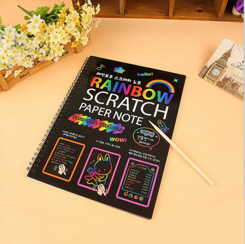 Cross-Border Creative 16K Scratch-Off Book Art Handmade Colorful Scratch-Off Paper Kidsren's DIY Graffiti Book Wholesale