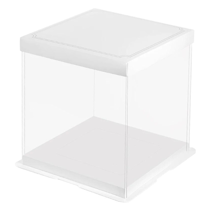 Three-in-one transparent birthday cake box 4 6 8 10 12 14 inch double-layer height factory wholesale