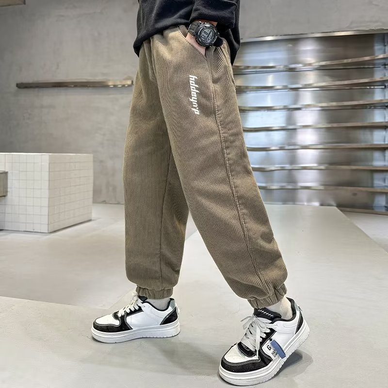 Picture of Boys' Pants Spring and Autumn 2023 New Children's Sports Trousers Big Boys One-piece Velvet fleece-lined Casual