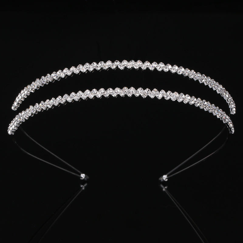 Picture of Jin Yan 2018 Korean New Double Row Rhinestone Headband Irregular Diamond Hair Accessories Headwear Ladies Headband One Piece