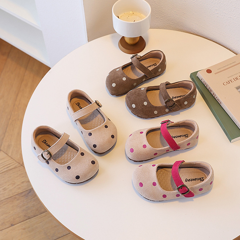 Girls' Leather Shoes 2025 Spring and Autumn New Ballet Round Toe Little Scoop Shoes Girls' Shoes Princess Baby Dopamine