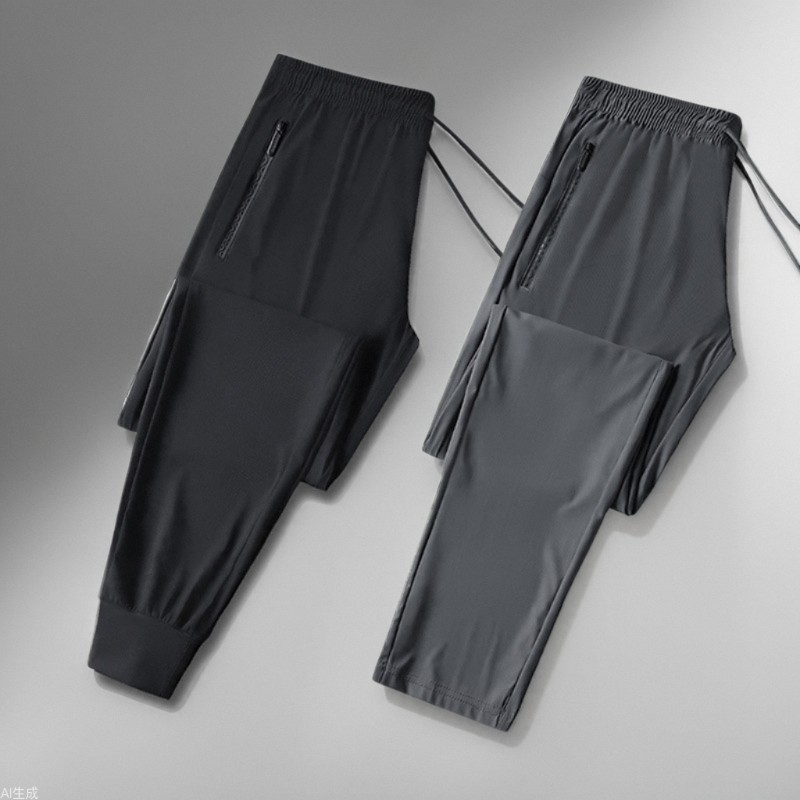 Picture of Ice Silk Pants Men's Summer Thin Men's Casual Pants Breathable Leg-Tie Loose High-Elasticity Quick-Drying Air-Conditioned Sports Pants