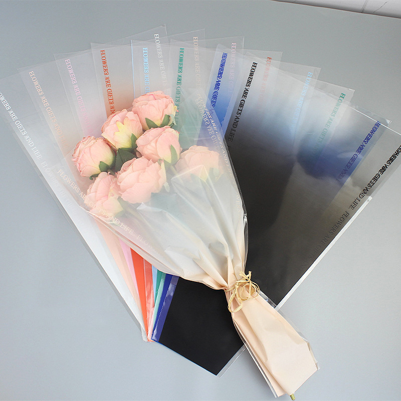 Chinese Valentine's Day Gradient Multi-Bag Bouquet Bag Multi-Pack Carnation Rose Flower Wrapping Paper Transparent Bag 1
