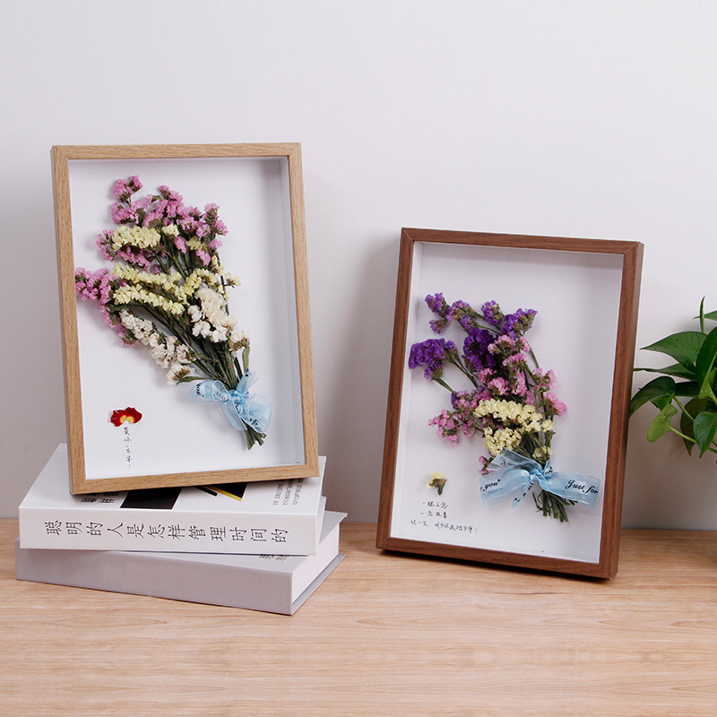 Picture of Wooden 3cm Hollow Dried Flower Stereo Photo Frame Specimen Frame DIY Handmade Clay Works Immortal Flower Framed Picture Frame