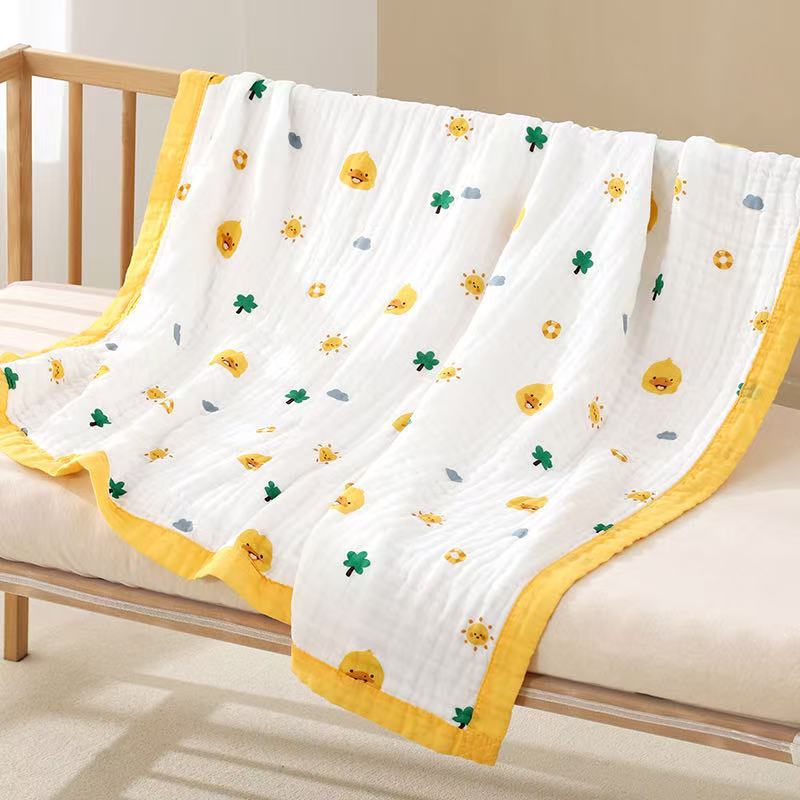 Picture of Gauze Bath Towel Spring New Wide Side Increase Baby Blanket Newborn Six-Layer Cartoon Printed Gauze Cushion