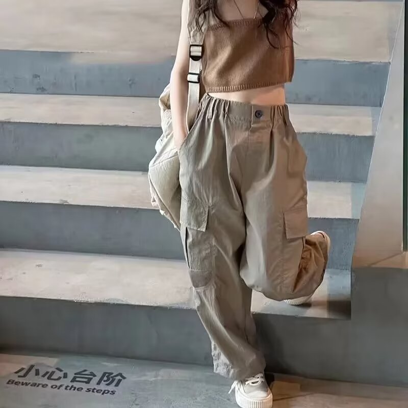 Girls' overalls autumn 2024 new big children's trousers fashionable western style Korean style pants children's spring and autumn casual fashion