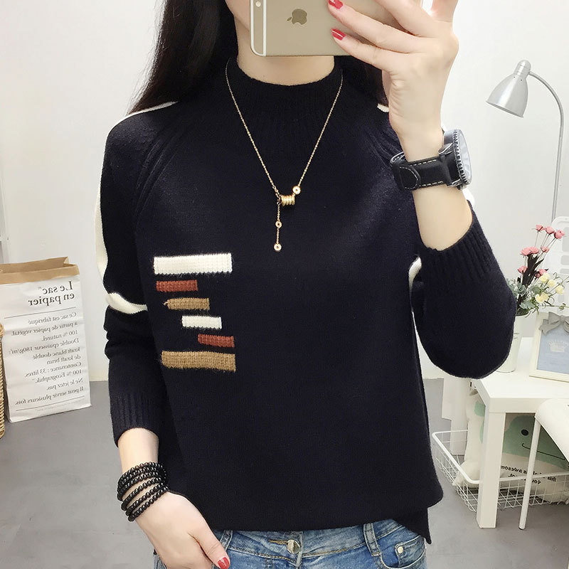 Picture of Thickened sweater women's autumn and winter 2024 New half turtleneck popular loose Western style top knitted bottoming shirt