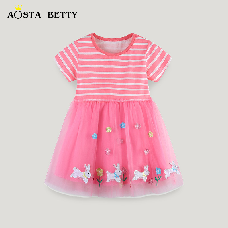 Picture of Cross-border Supply of Girls dress 2025 Summer European and American Style Cartoon Embroidered Princess Skirt Children's Fashion Veil Skirt
