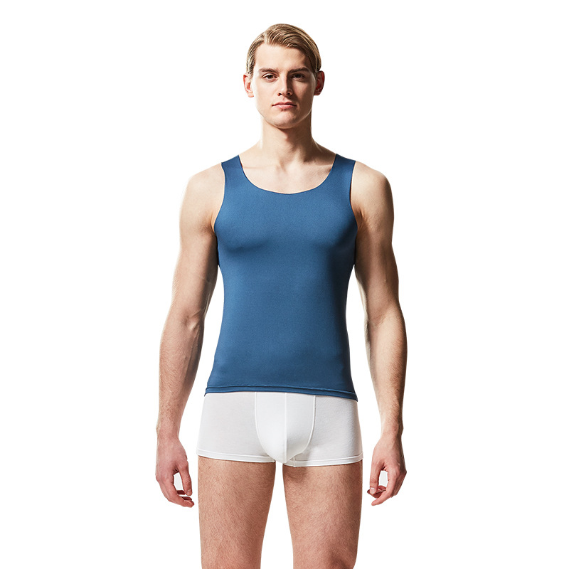 Picture of New men's ice silk vest wide shoulder narrow tailored breathable sweat-absorbent sports fitness base waistcoat monochrome hair generation