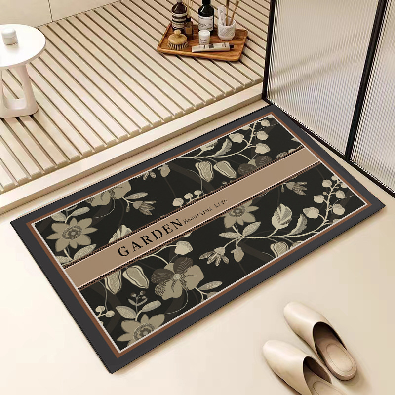 Light Luxury American Style Diatom Mud Floor Mat Bathroom Doorway Absorbent Non-Slip Foot Mat Entrance Entrance Entrance Floor Mat Washable