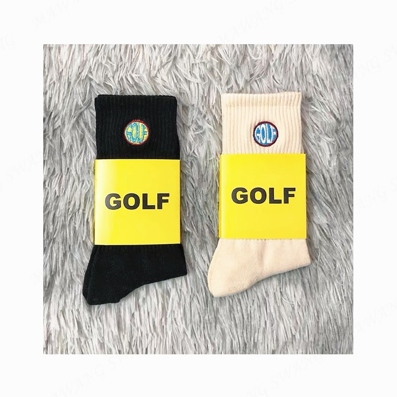 Trendy Brand golf Circle Embroidered Socks ins Men and Women Street Trendy Hip-Hop Skateboard Sports Middle Tube Pure Cotton Socks