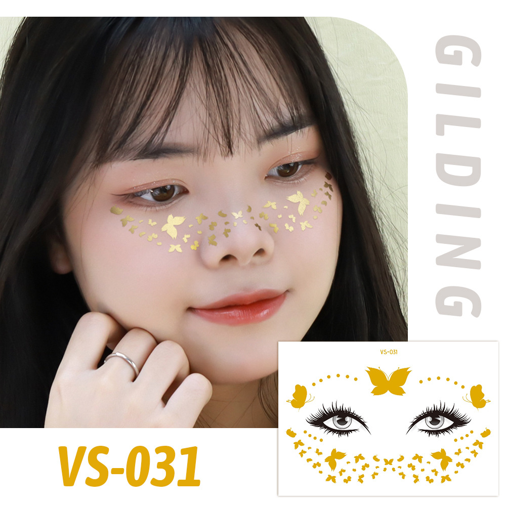 Picture of Cross-border Supply Waterproof Bronzing Electric Syllable Tattoo Sticker European and American Carnival Party Face Sticker Masquerade Freckles