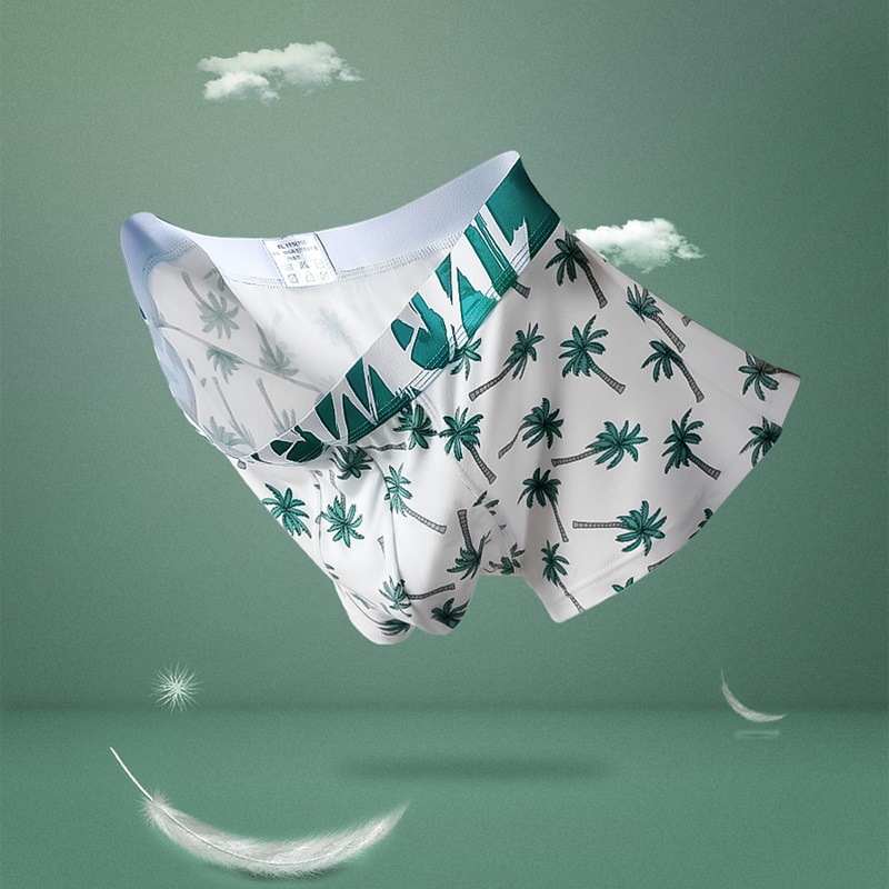 Underwear Men's Summer Teenagers Personalized Trendy Boxers Printed Men's Underwear Breathable Boxer Shores Mid-waist Pants