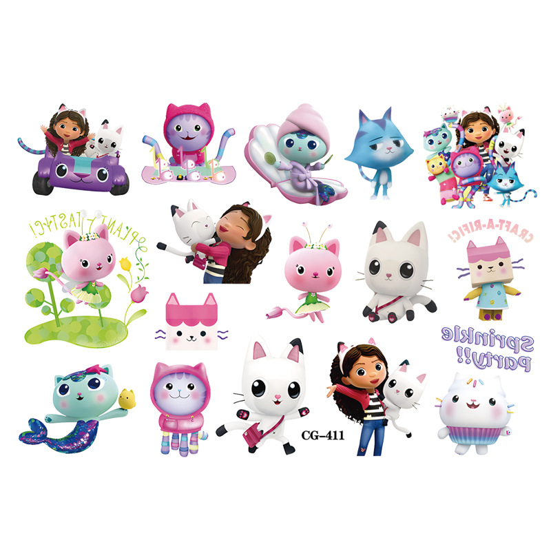 Picture of Gabby's Toy House Cartoon Tattoo Stickers Children's Tattoo Stickers Birthday Party Tattoo Stickers Disposable Water Transfer