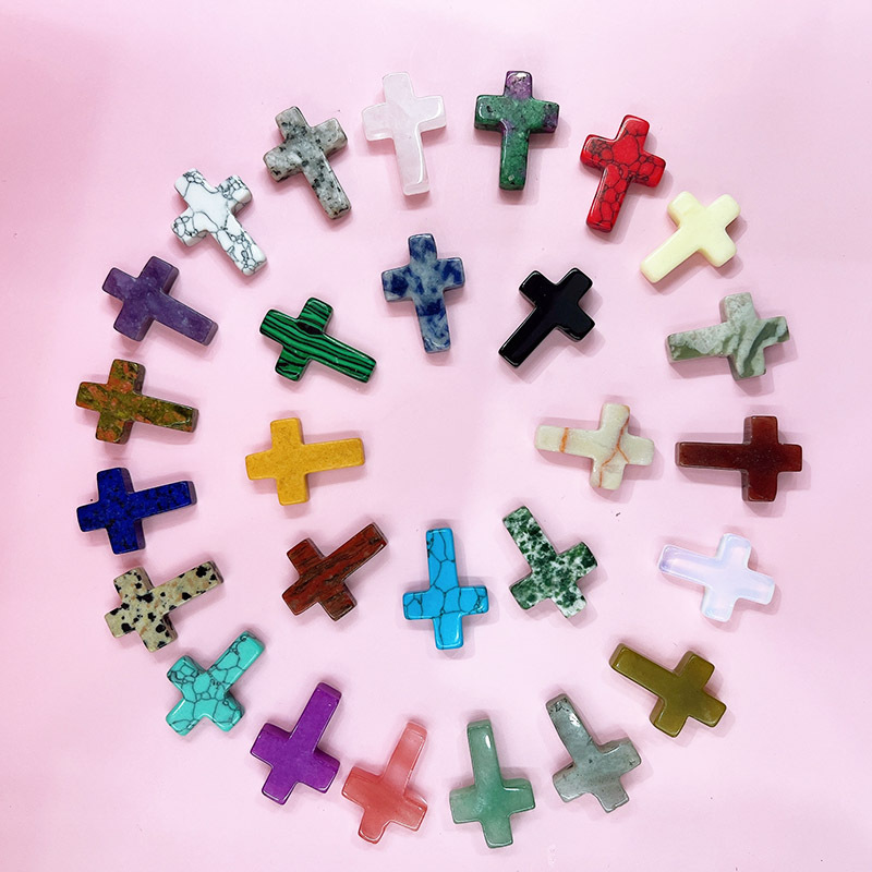 Picture of Cross-border Natural Crystal Hole-free Cross Pendant Cross Jade Necklace Accessories Hanging Ornaments Amazon