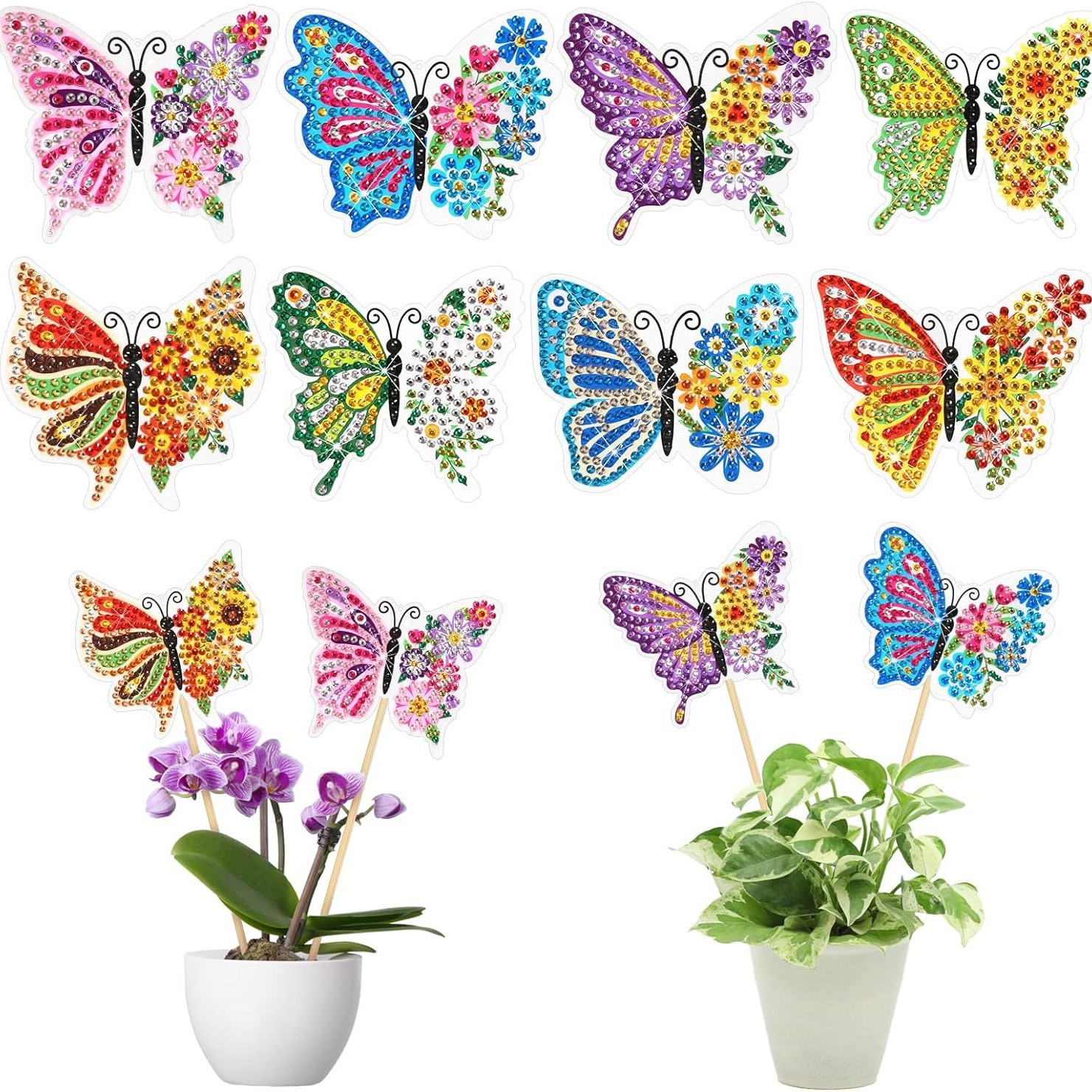 5D Amazon Explosions DIY Diamond Painting Decorative Stick Handmade Butterfly Sticker Diamond Painting Holiday Flower Arranging Potted Planting Atmosphere Set