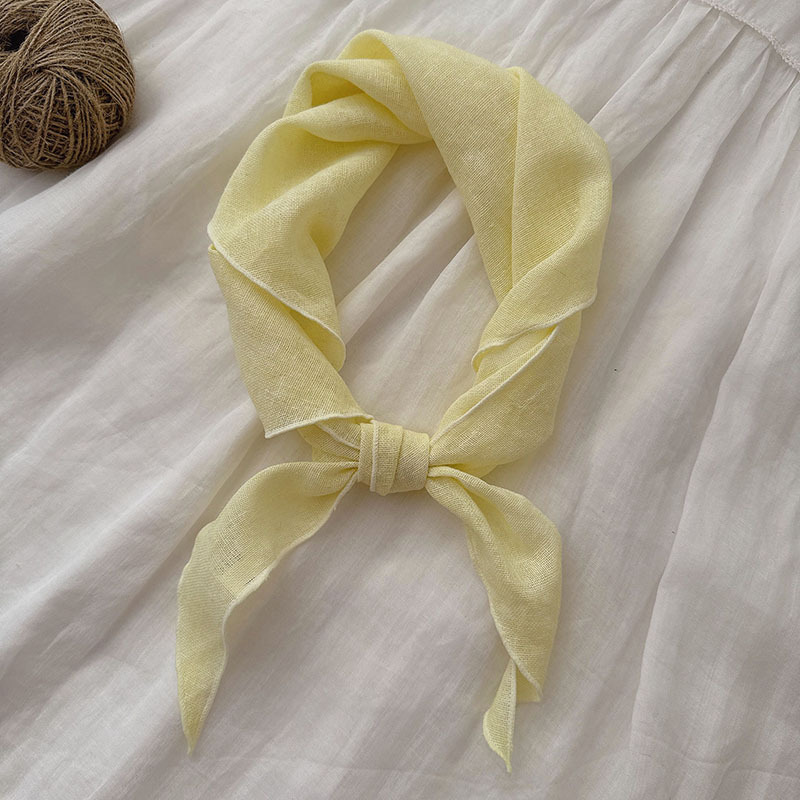 Solid Color Versatile 100% Linen Triangle Scarf for Women, Bright Dopamine Color Series, Sweet Neck Scarf, Small Scarf for Neck Protection and Warmth