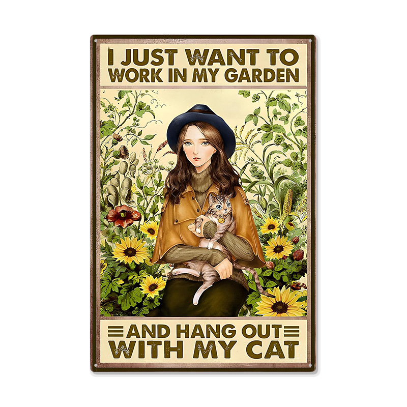 Picture of Cross-border American Country Retro Flower Figure Tin Painting Garden Pastoral Balcony Wall Wall Wall Old Decoration Pendant