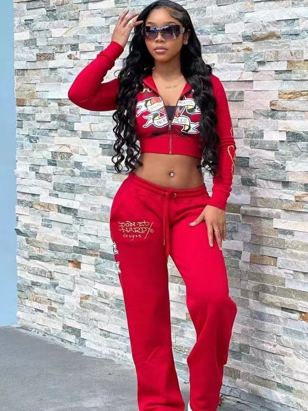 Picture of 2024 Amazon European and American Clothing Cross-Border Foreign Trade Casual Street Printing 2-Piece Bestie Outfit Multi-Color Suit