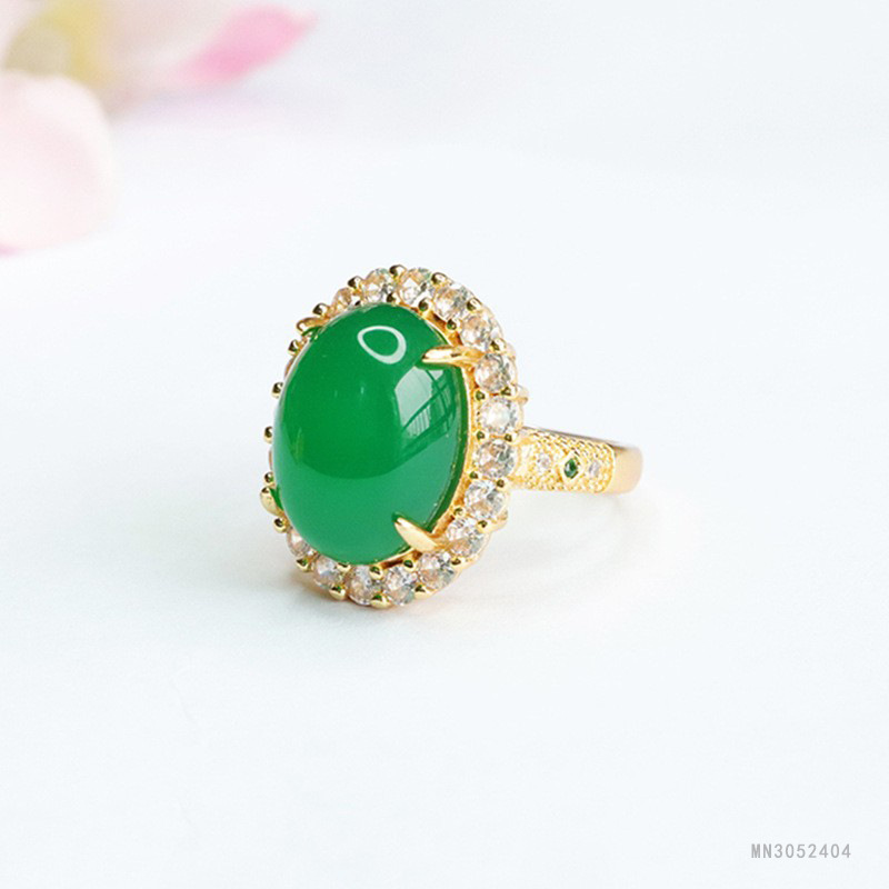 Picture of As Yu ice king green chalcedony ring agate ring jewelry factory wholesale generation MN3052404
