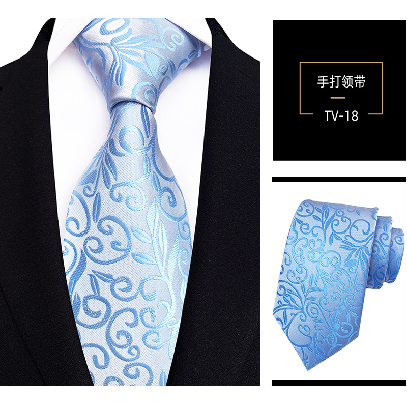 Picture of Men's Tie 8cm Hand Tie Polyester Professional Dress Interview Striped Tie Men's Red Bridegroom Wedding Tie