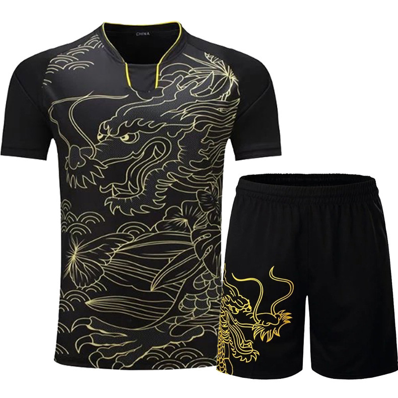 Group Purchase Summer Short-Sleeved Table Tennis Uniform Suit for Men and Women, Quick-Drying Sports Jersey, Dragon Suit, Competition Training Team Uniform