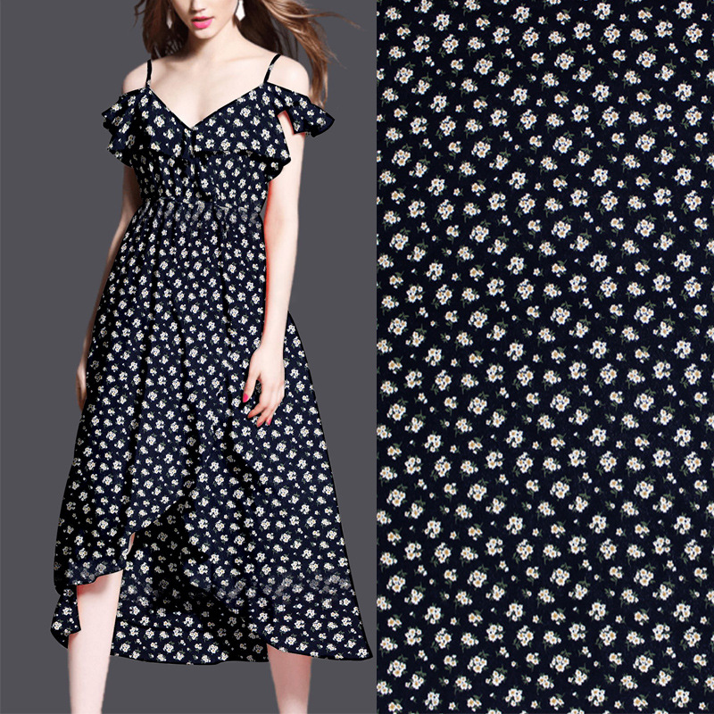 Hibiscus Linen Matting Plain Satin Fabric Impervious Chiffon Printed Fabric Fashion Skirt Trousers Casual Clothing Cloth