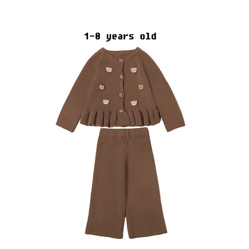 Picture of Girl's Autumn 2024 New Suit Stylish Fashionable Girl's Korean Casual Bear Sweater Cardigan Two-Piece Set