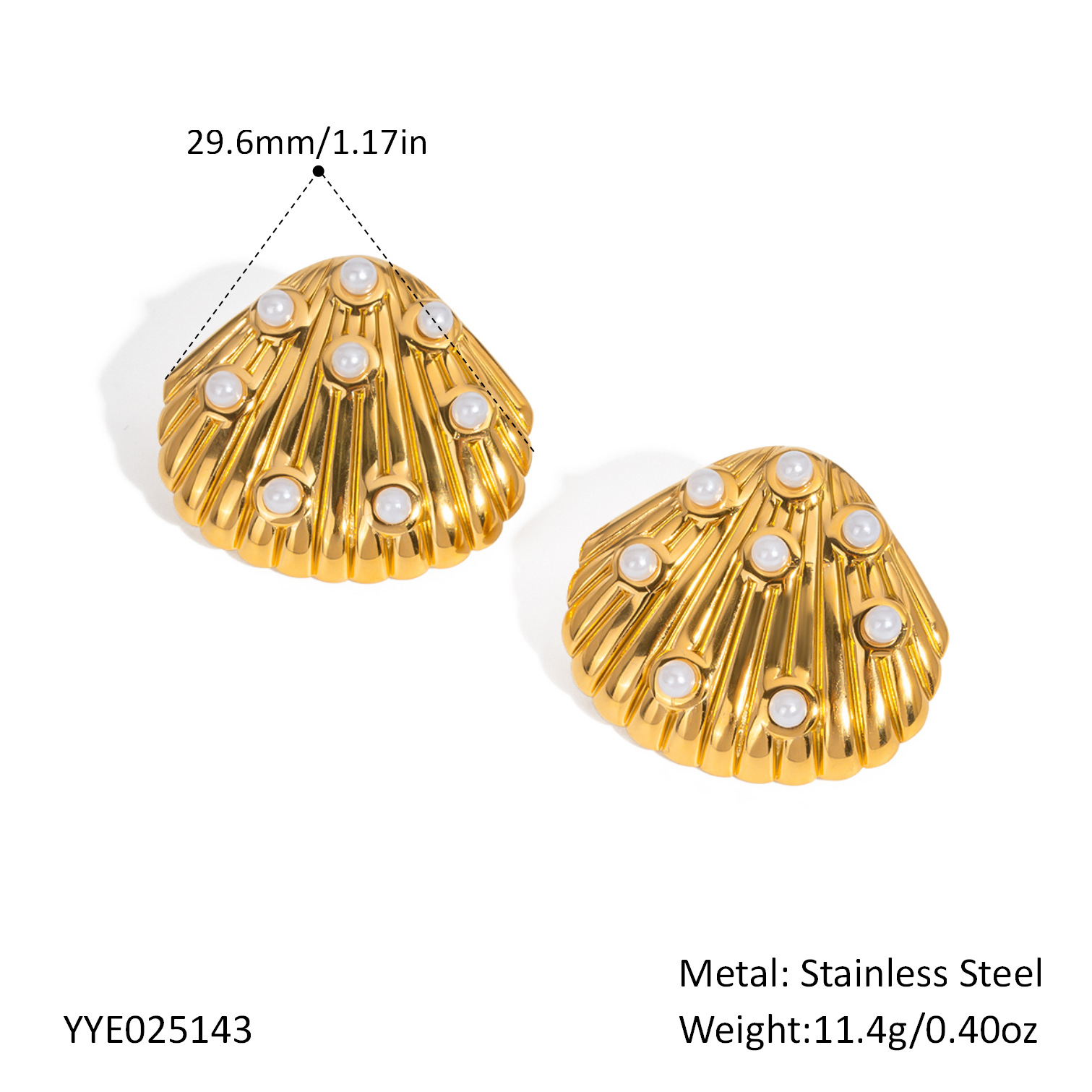 Picture of Europe and the United States hot-selling ocean shell pearl earrings ring suit fashion high-end luxury earrings stainless steel jewelry