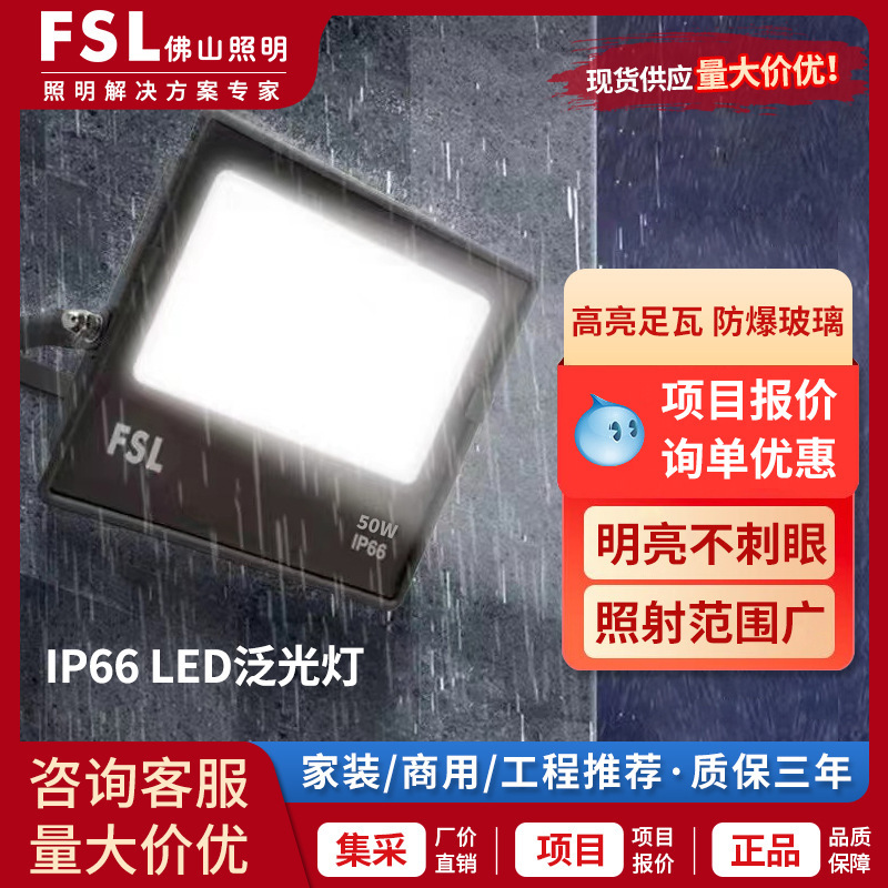 FSL Foshan lighting led outdoor waterproof floodlight site courtyard factory sign spotlights 50W100W200W