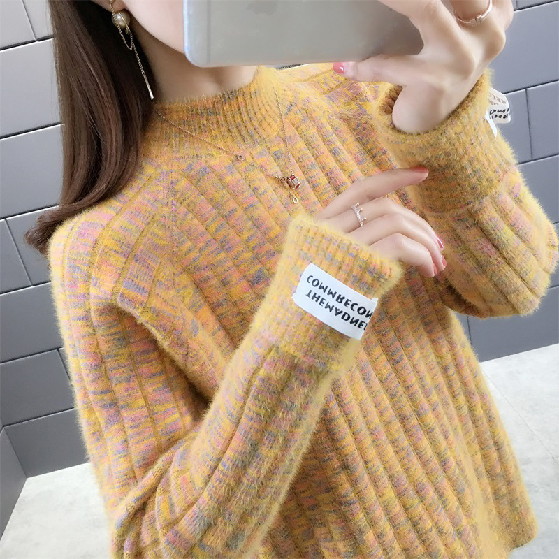 Picture of Women's Sweater 2024 Autumn and Winter New Women's Loose Outerwear Half Turtle Collar Top Popular Thickened Bottoming Shirt