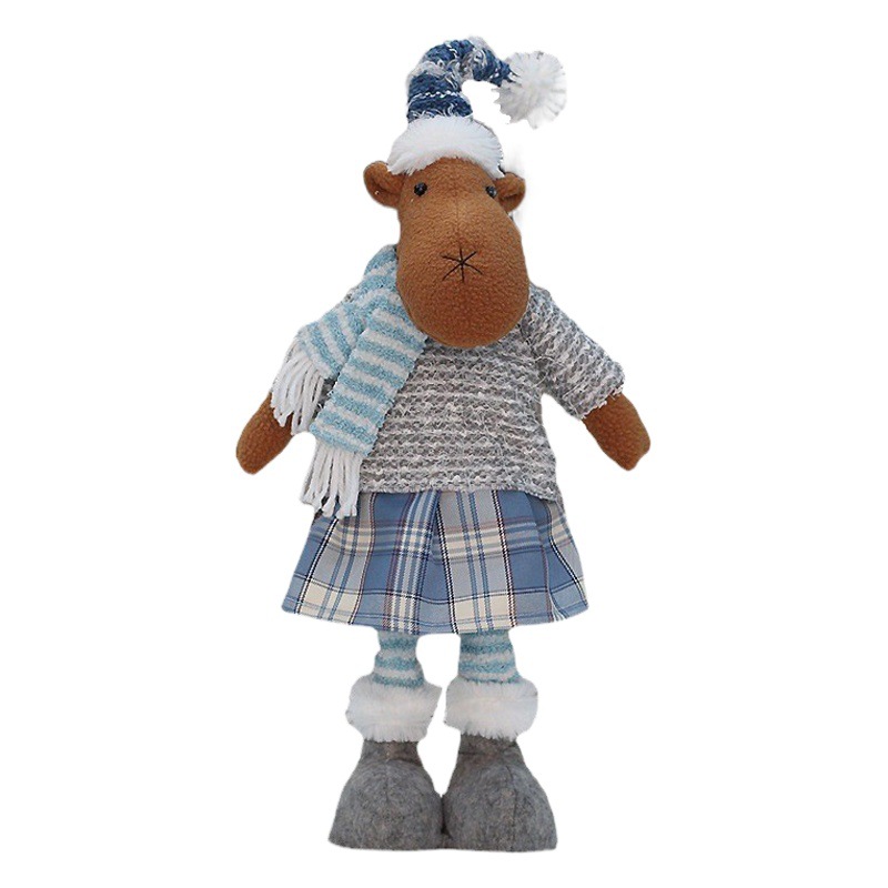 Cross-border Christmas New Blue Fabric Telescopic Christmas Doll Old Man Snowman Elk Festival Decoration Ornaments