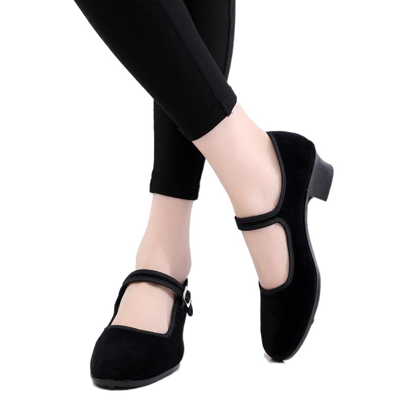 Picture of Dance shoes ladies folk dance shoes dance shoes black cloth shoes flat velvet foam twist yangko practice shoes manufacturers breathable