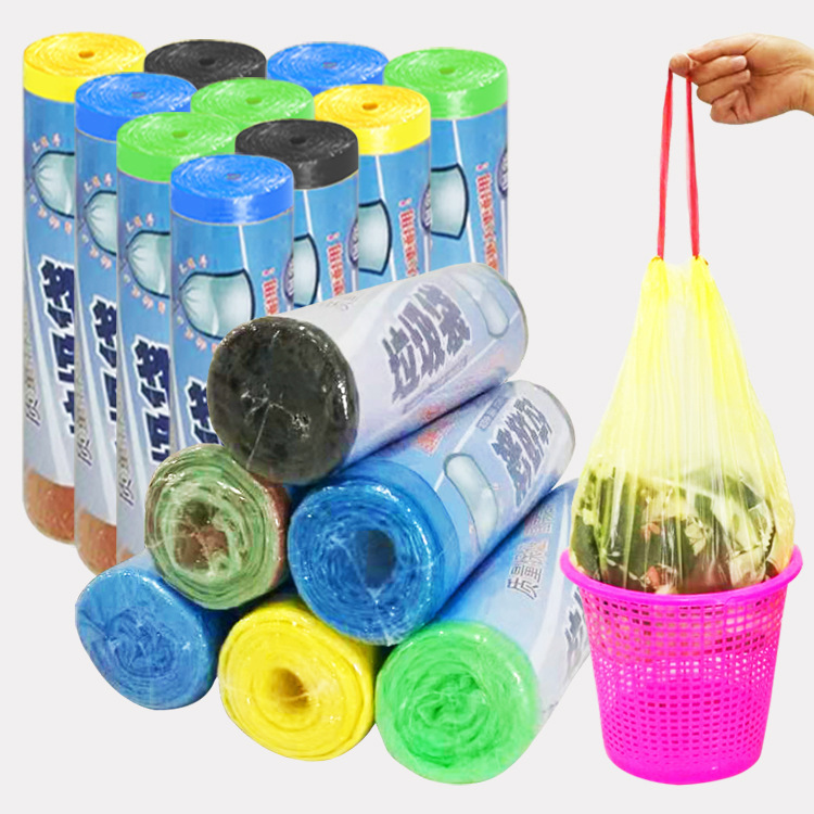 Thickened Roll Garbage Bag, Satchel Rope, Disposable Garbage Classification, Plastic Household Garbage Bag