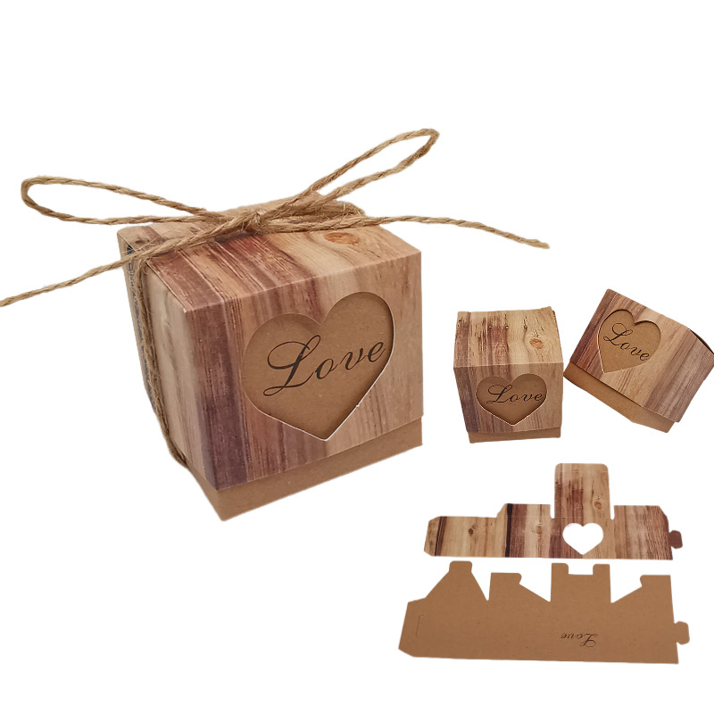 Picture of Kraft Paper Love Candy Box Packaging European Style Mori Retro LOVE Box Wedding Gift Accompanying Gift Box Promotion
