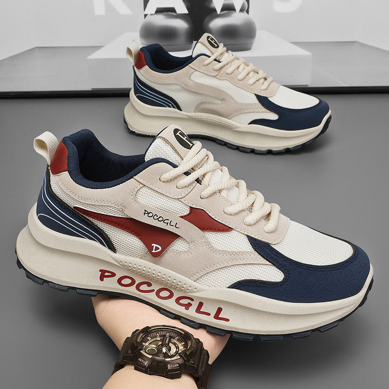Men's Summer Breathable Mesh Sneakers for Junior High School Students Trendy Sports Running Thick-Soled Height-Increasing Popular Dad Shoes