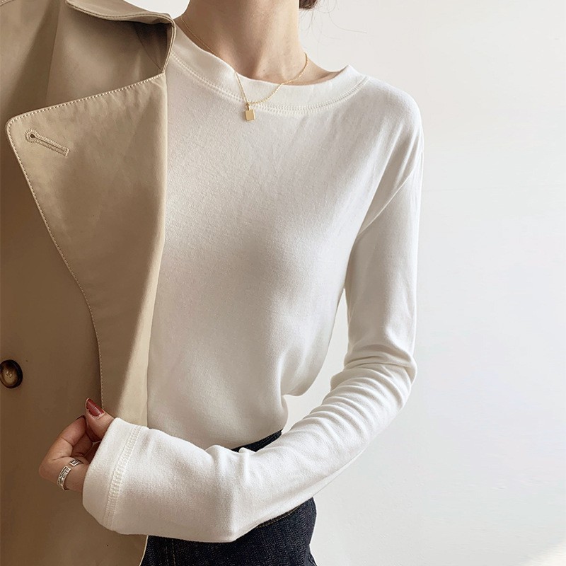 Picture of Derong Long-Sleeved Shirt for Women in Autumn and Winter New Style Fleece-Lined and Thickeneded Half Turtleneck Bottoming Shirt for Women with Western Style Top