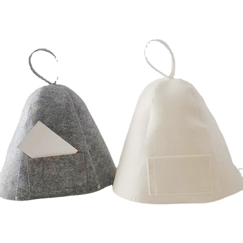 Felt Sauna Shower Cap Thickened Bathroom Hat White Gray Simple Fashion Can Add Logo Absorbent