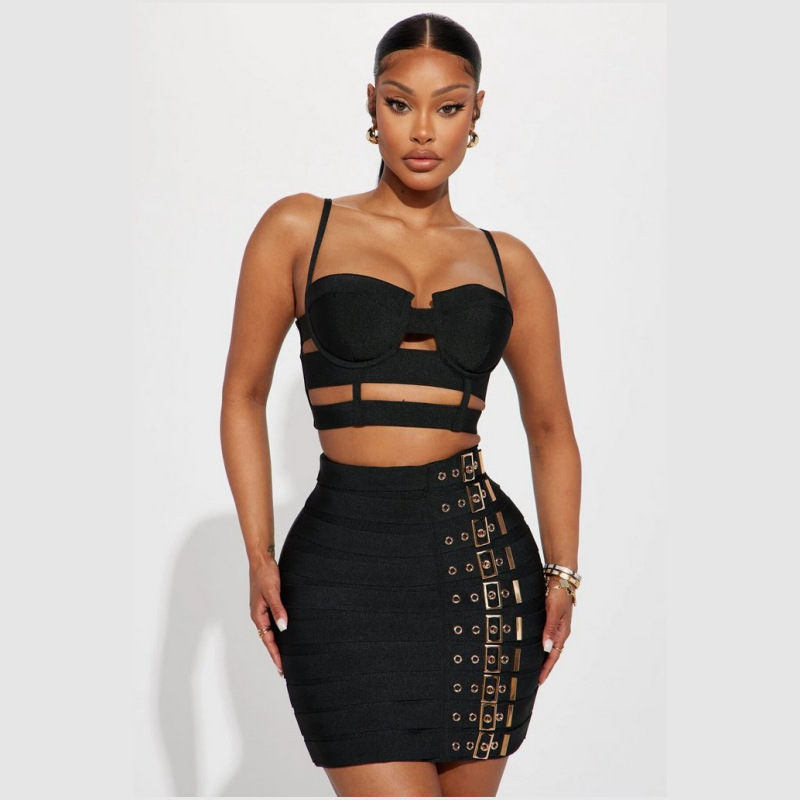 AliExpress Amazon hot camisole top + belt buckle mini skirt fashion hot waist-exposed suit