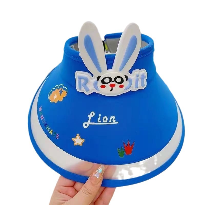 Picture of Children's empty top hat cute rabbit baby boys and girls summer outdoor large brim sunscreen cartoon breathable UV sun hat
