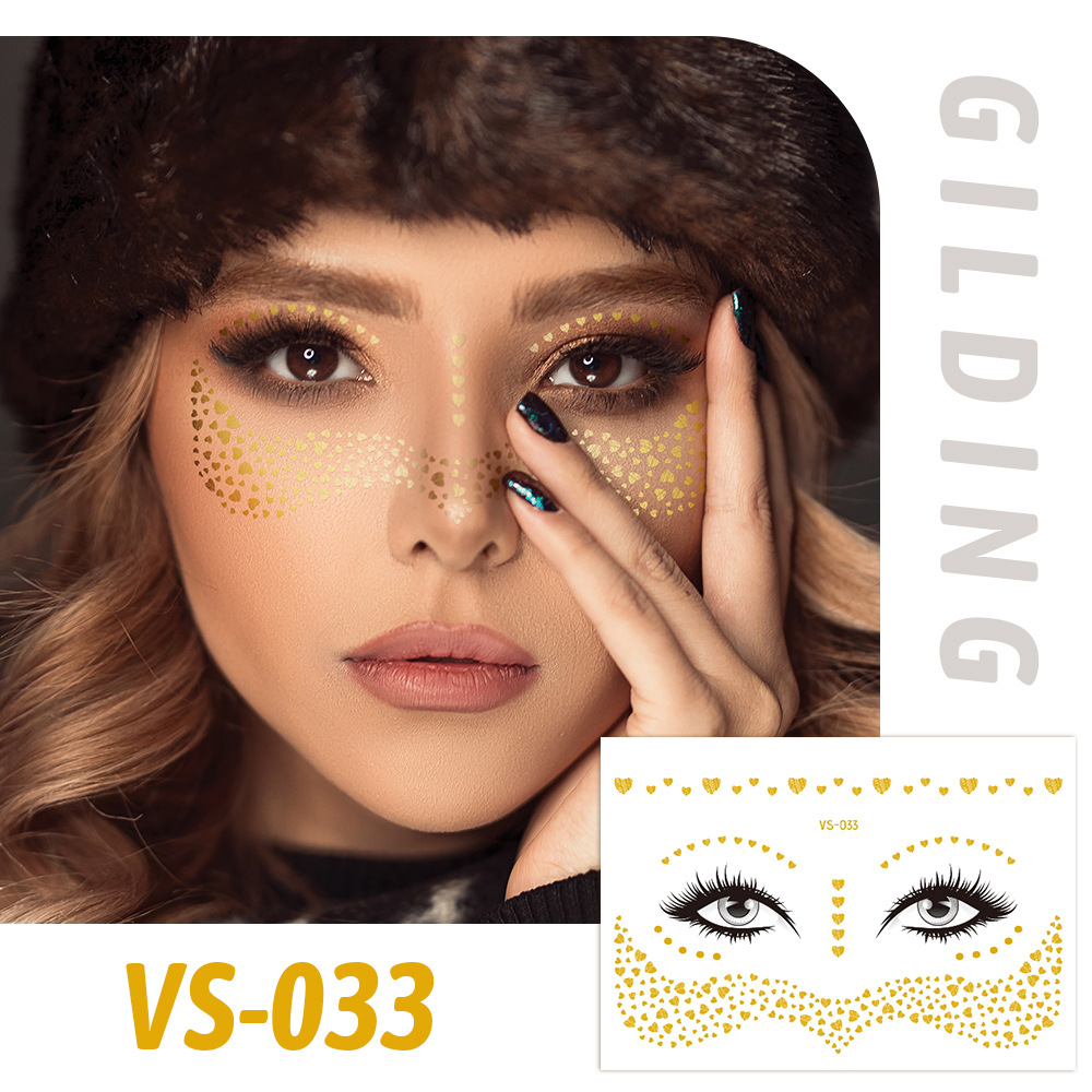Picture of Cross-border Supply Waterproof Bronzing Electric Syllable Tattoo Sticker European and American Carnival Party Face Sticker Masquerade Freckles